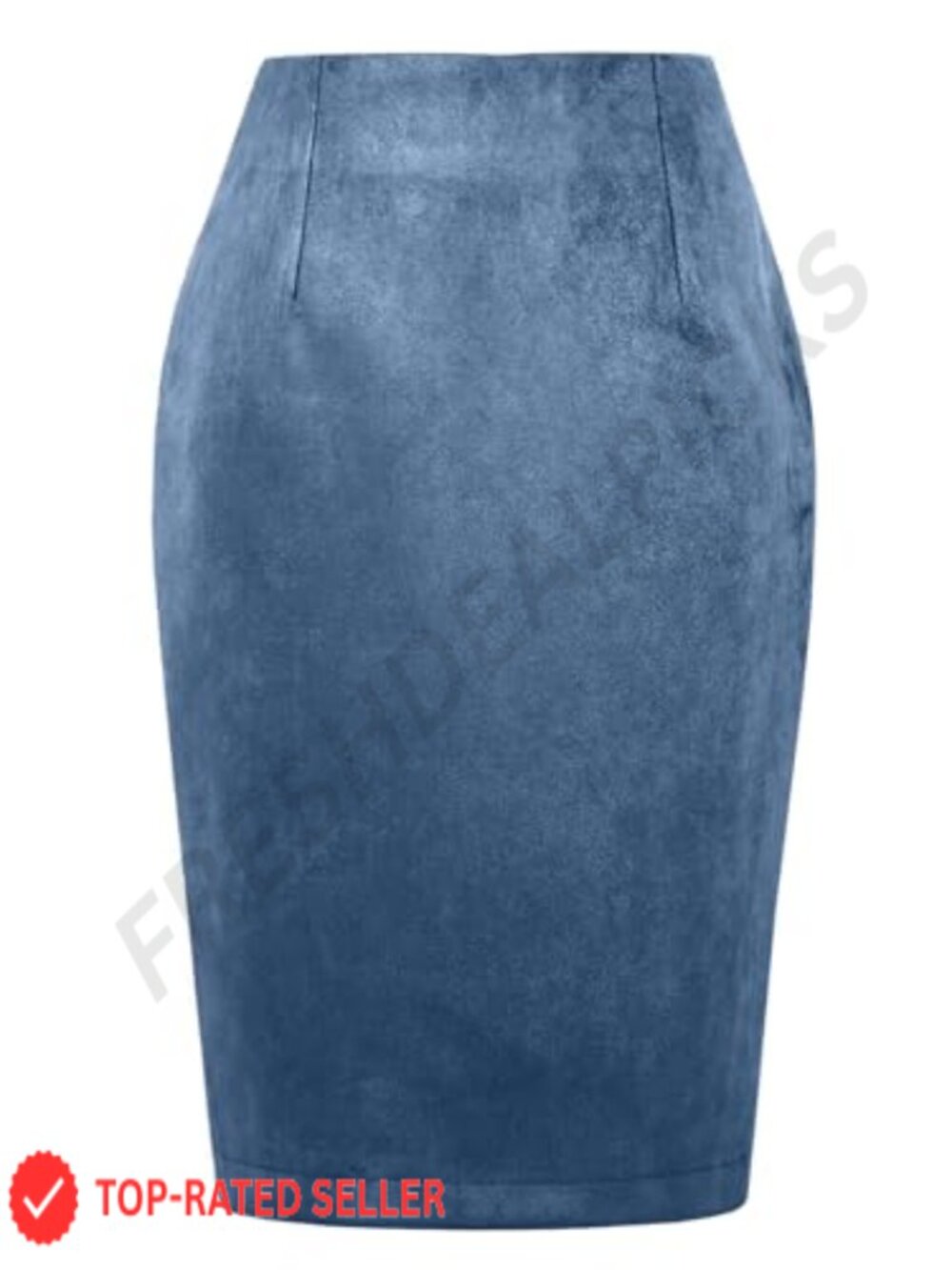 High Waisted Suede Mini Pencil Skirt Slit Office Work